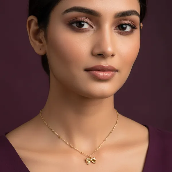 Gold_Plated_Brass_Stylish_Bow_Pendant_Necklace_For_Women